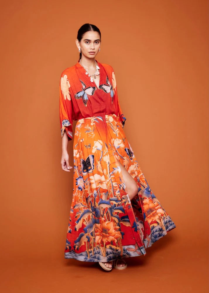 KINGA CSILLA PAGODA GARDEN PEACH GOWN