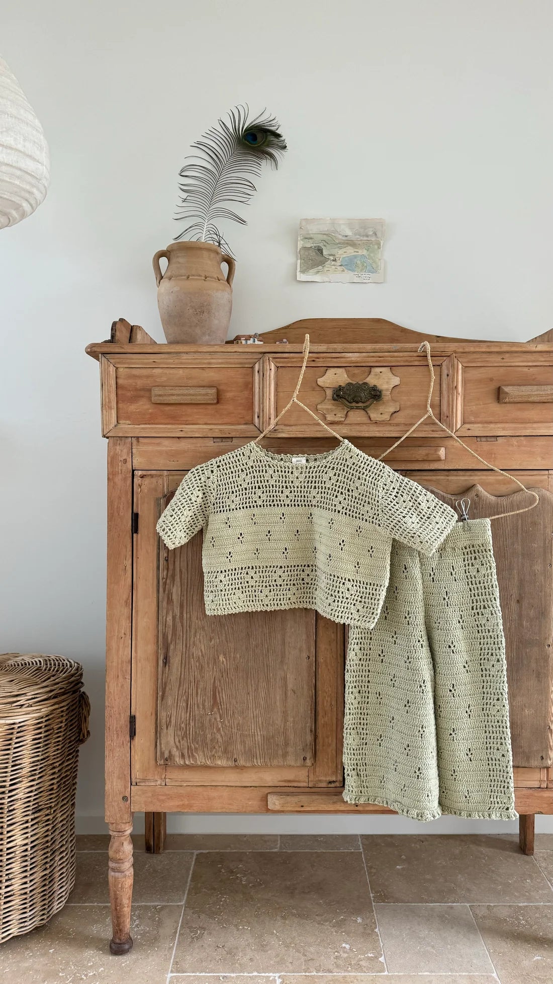 ILLOURA FILET CROCHET PANTS MOSS