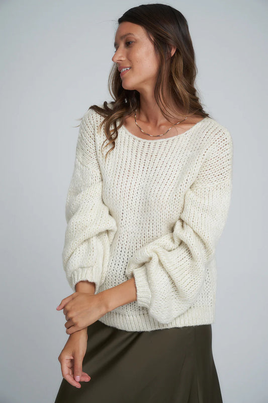 LILYA OCEAN KNIT JUMPER STORM AND IVORY
