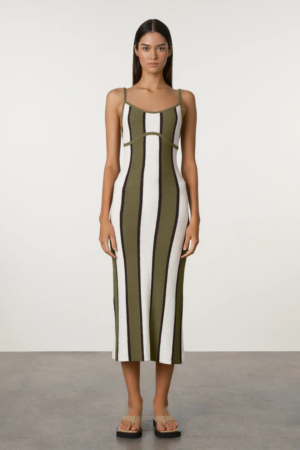 ZULU AND ZEPHR OLIVE STRIPE MAXI