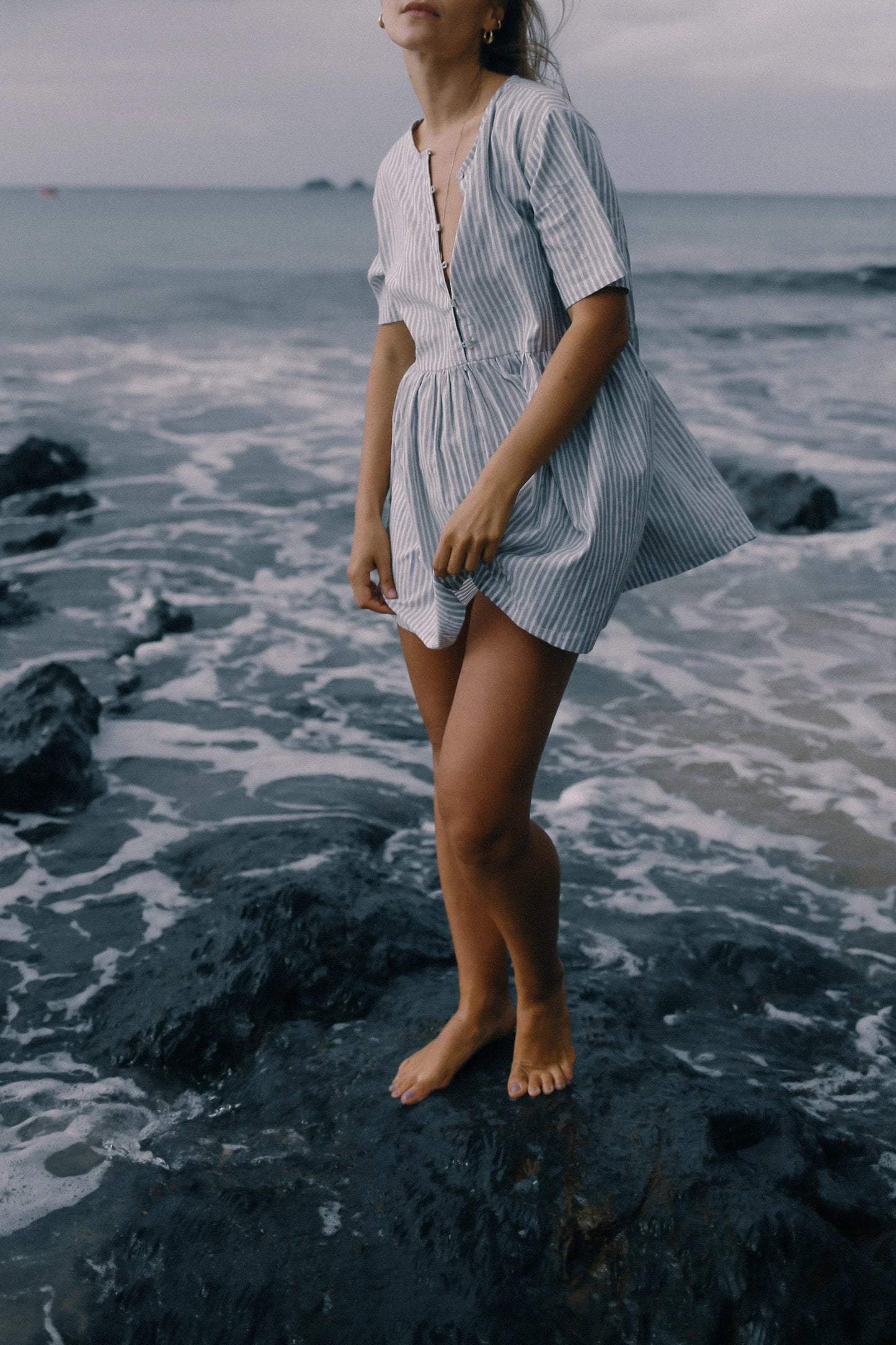 BARE ROAD DARCEY DRESS BLUE STRIPE