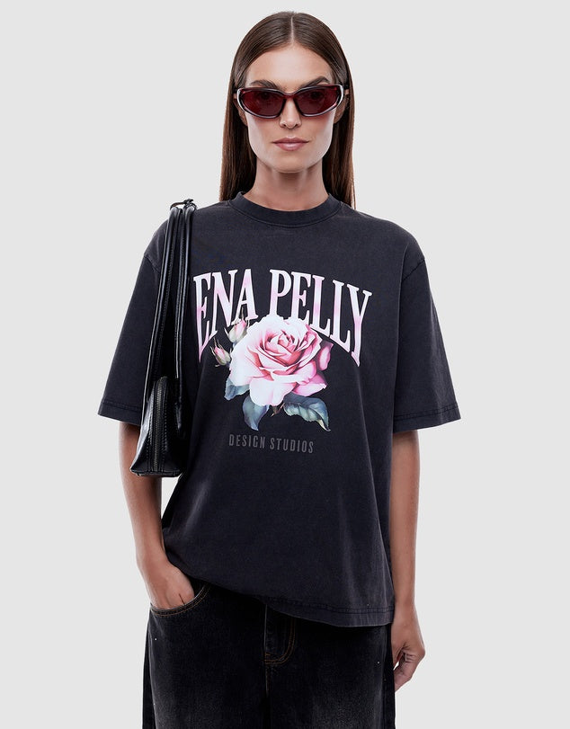ENA PELLY ROSE TEE BLK