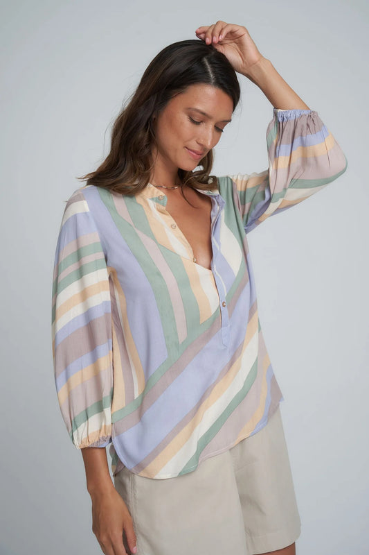 LILYA AGATHA TOP OCEAN RETRO STRIPE